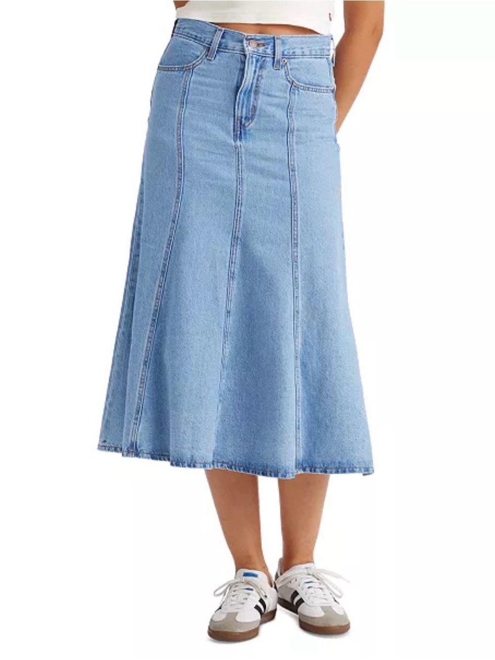Levi’s Paneled Denim Midi Skirt | Light Wash | Size 24